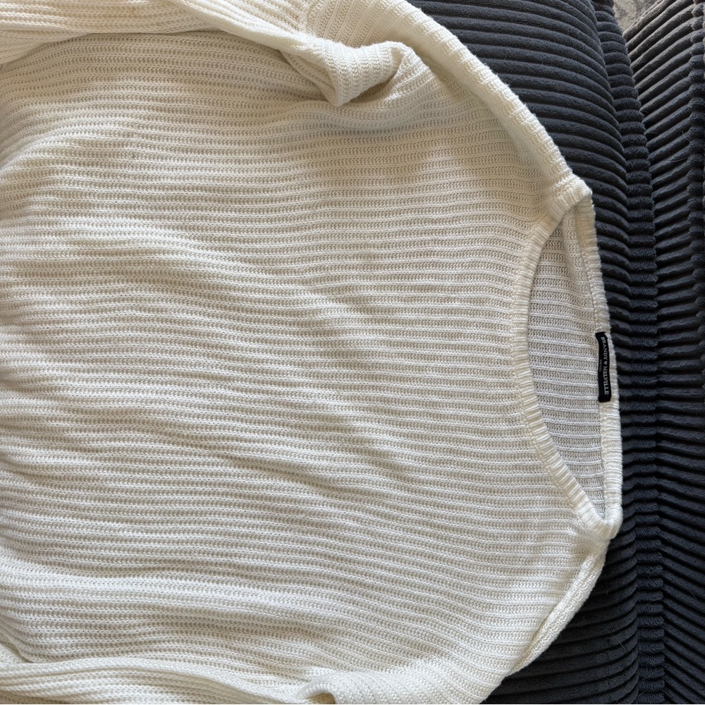 Cream Ribbed Knit Sweater